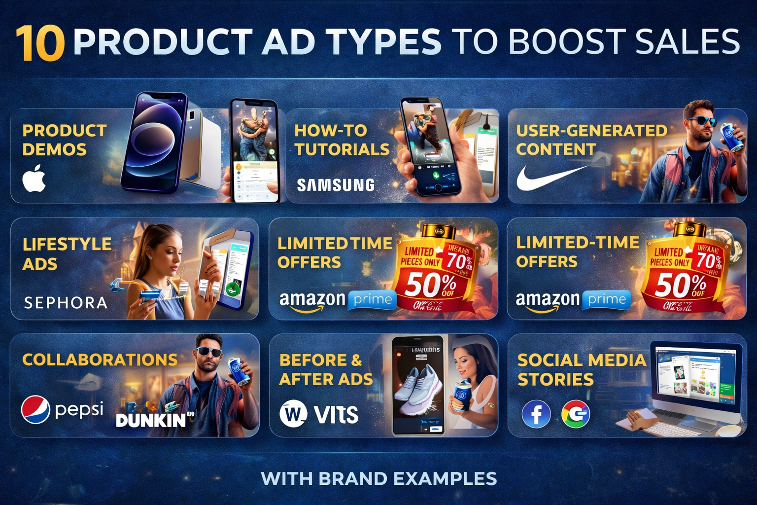 generate image 10 Product Ad Types to Boost Sales with Brand Examples