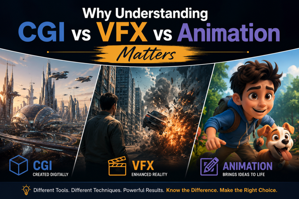 Why Understanding CGI vs VFX vs Animation Matters 